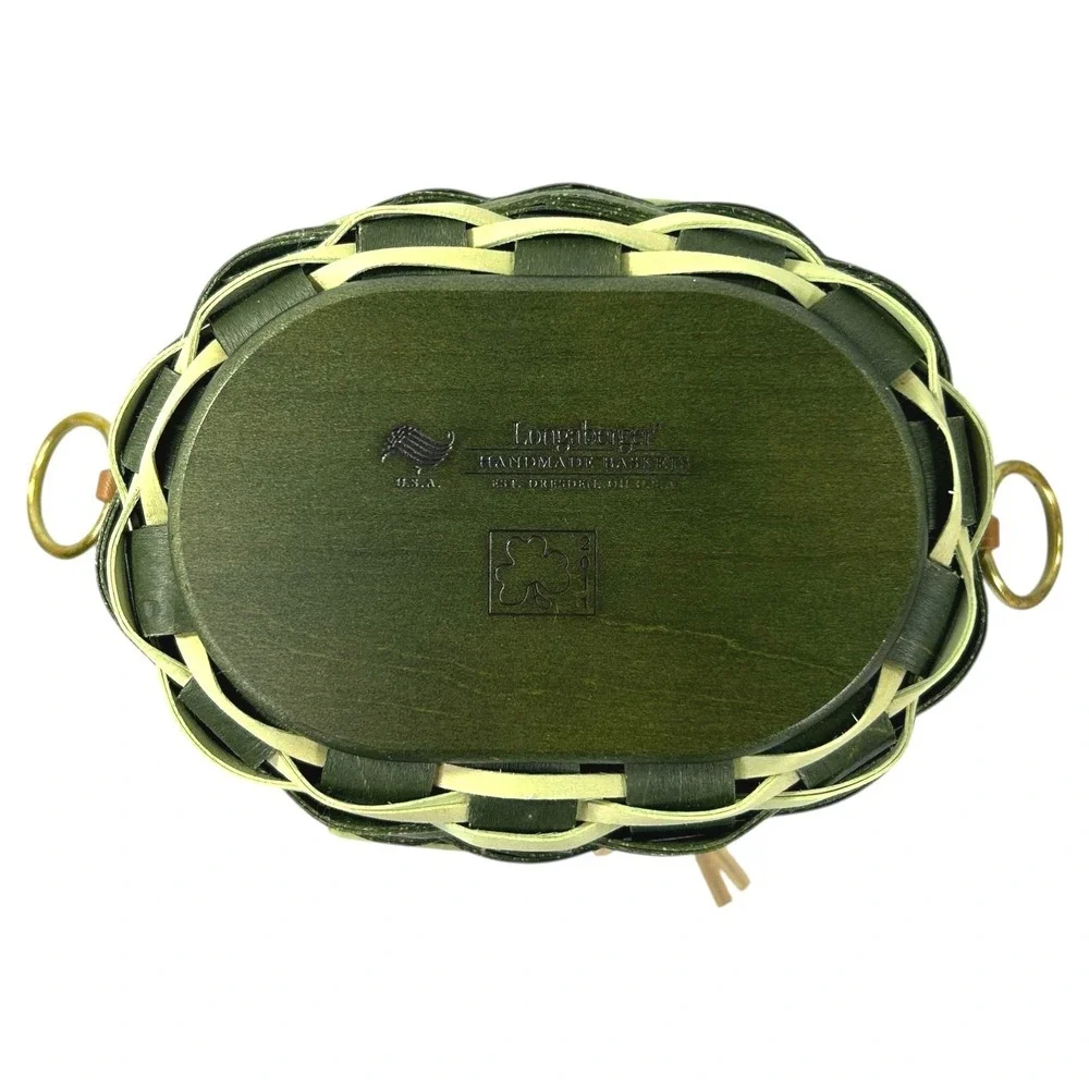 Longaberger 2011 FIELDS OF CLOVER Basket with Lid Liner Protector Tags